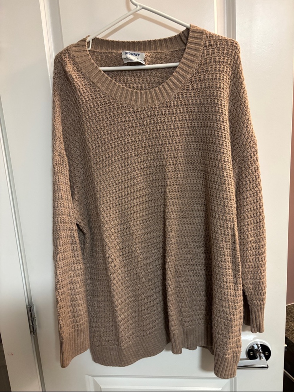 Old Navy Women's Crewneck Waffle-Knit Sweater - Taupe Brown